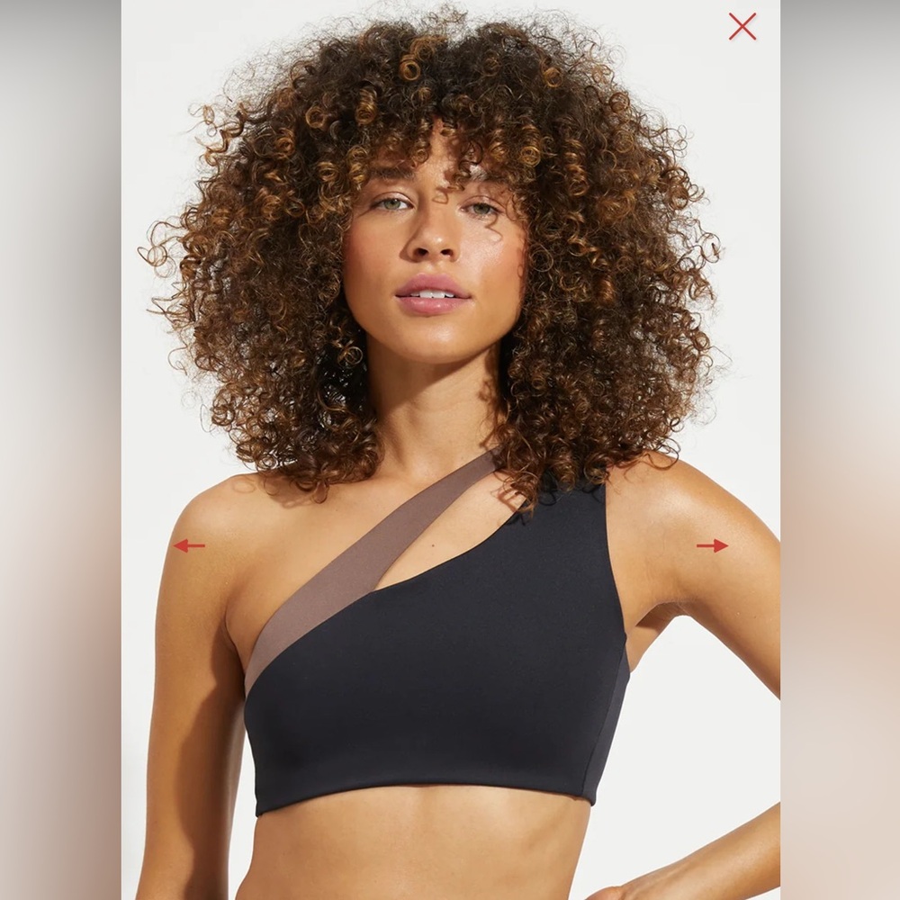 Left On Friday Playa Black and Brown One-Shoulder Bikini Top